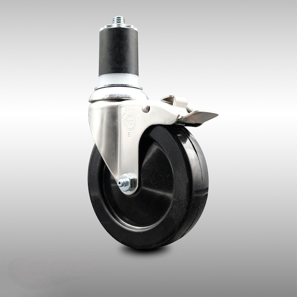 Service Caster 5 Inch 316SS Soft Rubber Swivel 1-3/4 Inch Expanding Stem Caster Lock Brake SCC SCC-SS316TTLEX20S514-SRS-134 - main